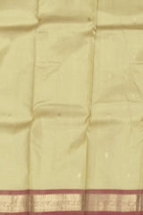 Half White Kanchipuram Silk Saree with Rust Orange Border and Small Buttas