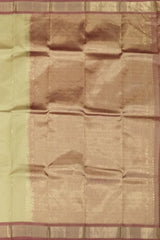 Half White Kanchipuram Silk Saree with Rust Orange Border and Small Buttas
