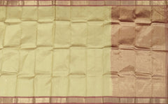 Half White Kanchipuram Silk Saree with Rust Orange Border and Small Buttas