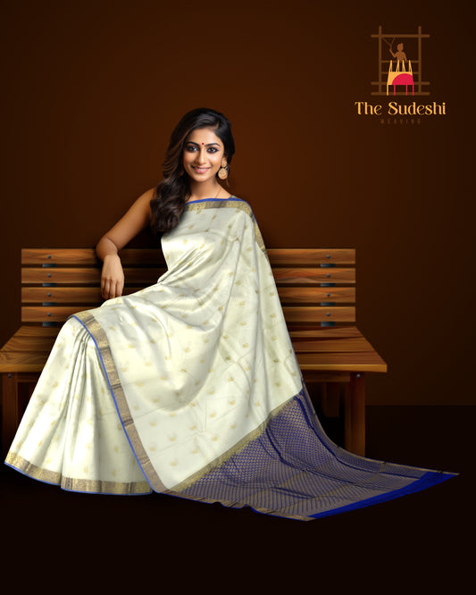 Pastel Lavender Kanchipuram Silk Saree with Silver Zari Border and Pallu
