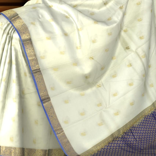 Pastel Lavender Kanchipuram Silk Saree with Silver Zari Border and Pallu