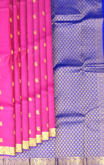 Bottle Green Kanchipuram Silk Saree with Gold Zari Border and Buttas