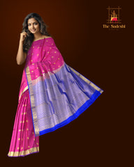 Bottle Green Kanchipuram Silk Saree with Gold Zari Border and Buttas