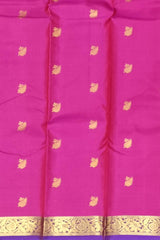 Bottle Green Kanchipuram Silk Saree with Gold Zari Border and Buttas