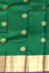 Dark Green & Purple Chakram Butta Kanchipuram Silk Saree
