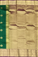 Dark Green & Purple Chakram Butta Kanchipuram Silk Saree