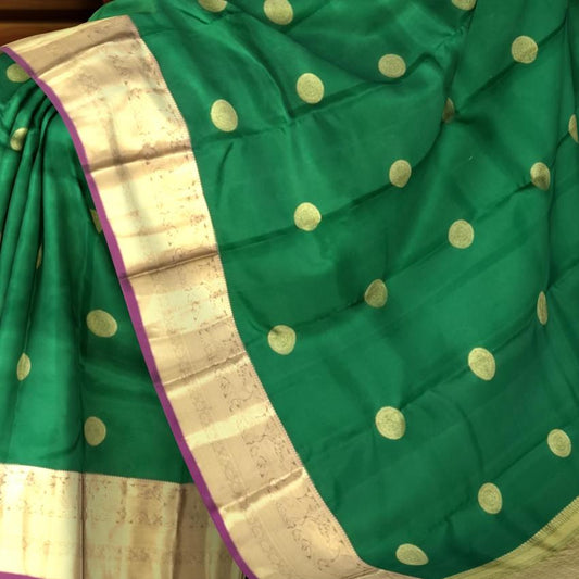 Dark Green & Purple Chakram Butta Kanchipuram Silk Saree