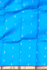 Sky Blue & Pink Tear Butta Kanchipuram Silk Saree