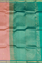 Peach & Sea Green Small Butta Kanchipuram Silk Saree