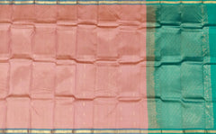 Peach & Sea Green Small Butta Kanchipuram Silk Saree