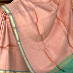 Peach & Sea Green Small Butta Kanchipuram Silk Saree