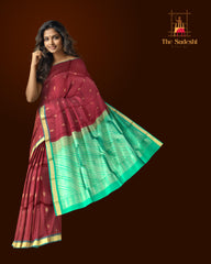 Maroon & Sea Green Butta Kanchipuram Silk Saree
