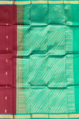 Maroon & Sea Green Butta Kanchipuram Silk Saree