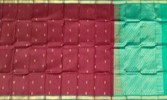 Maroon & Sea Green Butta Kanchipuram Silk Saree