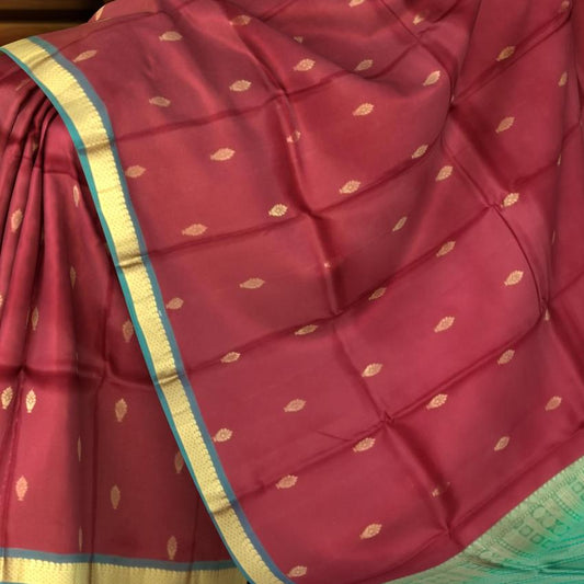Maroon & Sea Green Butta Kanchipuram Silk Saree