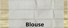 Golden Yellow & Half White Butta Kanchipuram Silk Saree
