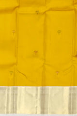 Golden Yellow & Half White Butta Kanchipuram Silk Saree