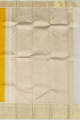 Golden Yellow & Half White Butta Kanchipuram Silk Saree