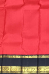 Orange & Black Plain Kanchipuram Silk Saree