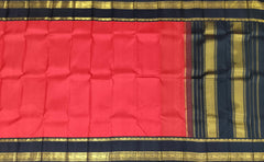 Orange & Black Plain Kanchipuram Silk Saree