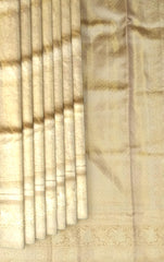 Beige Self Brocade Kanchipuram Silk Saree