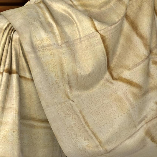 Beige Self Brocade Kanchipuram Silk Saree
