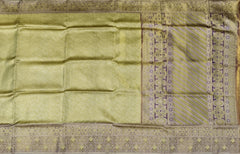Elachi Green & Purple Brocade Meenakari Kanchipuram Silk Saree