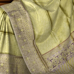 Elachi Green & Purple Brocade Meenakari Kanchipuram Silk Saree