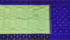 Pista Green & Royal Blue Plain Kanchipuram Silk Saree