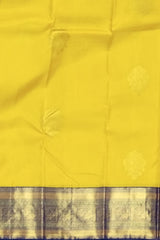 Light Yellow & Royal Blue Big Butta Kanchipuram Silk Saree