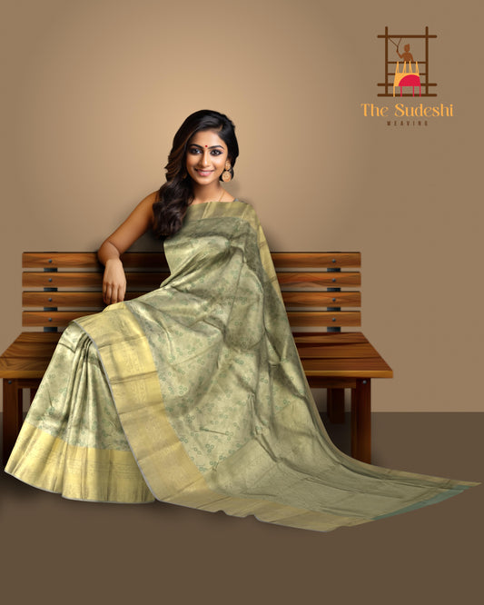 Light Green Self Jacquard Kanchipuram Silk Saree