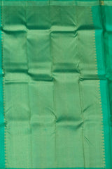 Yellowish Green & Sea Green Vertical Zari Kanchipuram Silk Saree