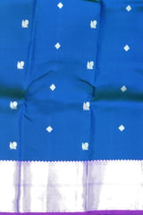 Blue & Purple Silver Zari Butta Kanchipuram Silk Saree