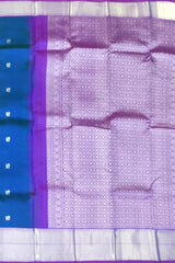 Blue & Purple Silver Zari Butta Kanchipuram Silk Saree