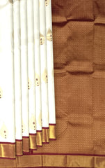 White & Ganga Jamuna Red-Green Butta Kanchipuram Silk Saree