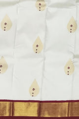 White & Ganga Jamuna Red-Green Butta Kanchipuram Silk Saree