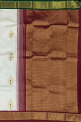 White & Ganga Jamuna Red-Green Butta Kanchipuram Silk Saree
