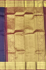 Deep Plum & Maroon Floral Motif Kanchipuram Silk Saree
