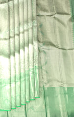 Light Green Self Jacquard Silver Zari Kanchipuram Silk Saree