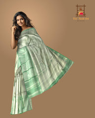 Light Green Self Jacquard Silver Zari Kanchipuram Silk Saree