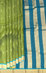 Olive Green & Rama Green Mango Butta Kanchipuram Silk Saree