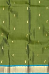 Olive Green & Rama Green Mango Butta Kanchipuram Silk Saree