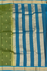 Olive Green & Rama Green Mango Butta Kanchipuram Silk Saree