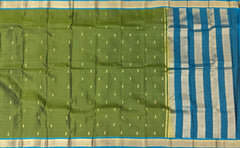 Olive Green & Rama Green Mango Butta Kanchipuram Silk Saree