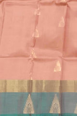 Light Peach & Sea Green Butta Kanchipuram Silk Saree
