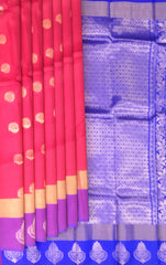Red with Purple & Blue Butta Kanchipuram Silk Saree