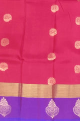 Red with Purple & Blue Butta Kanchipuram Silk Saree