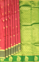 Red & Green Butta Kanchipuram Silk Saree