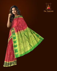 Red & Green Butta Kanchipuram Silk Saree