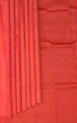 Tomato Red Self Butta Kanchipuram Silk Saree